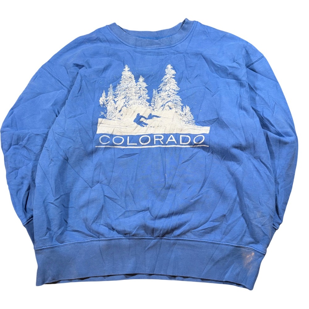 Granola Girl Hiking Colorado Ski Graphic Sweatshirt Blue Crewneck Womens Small